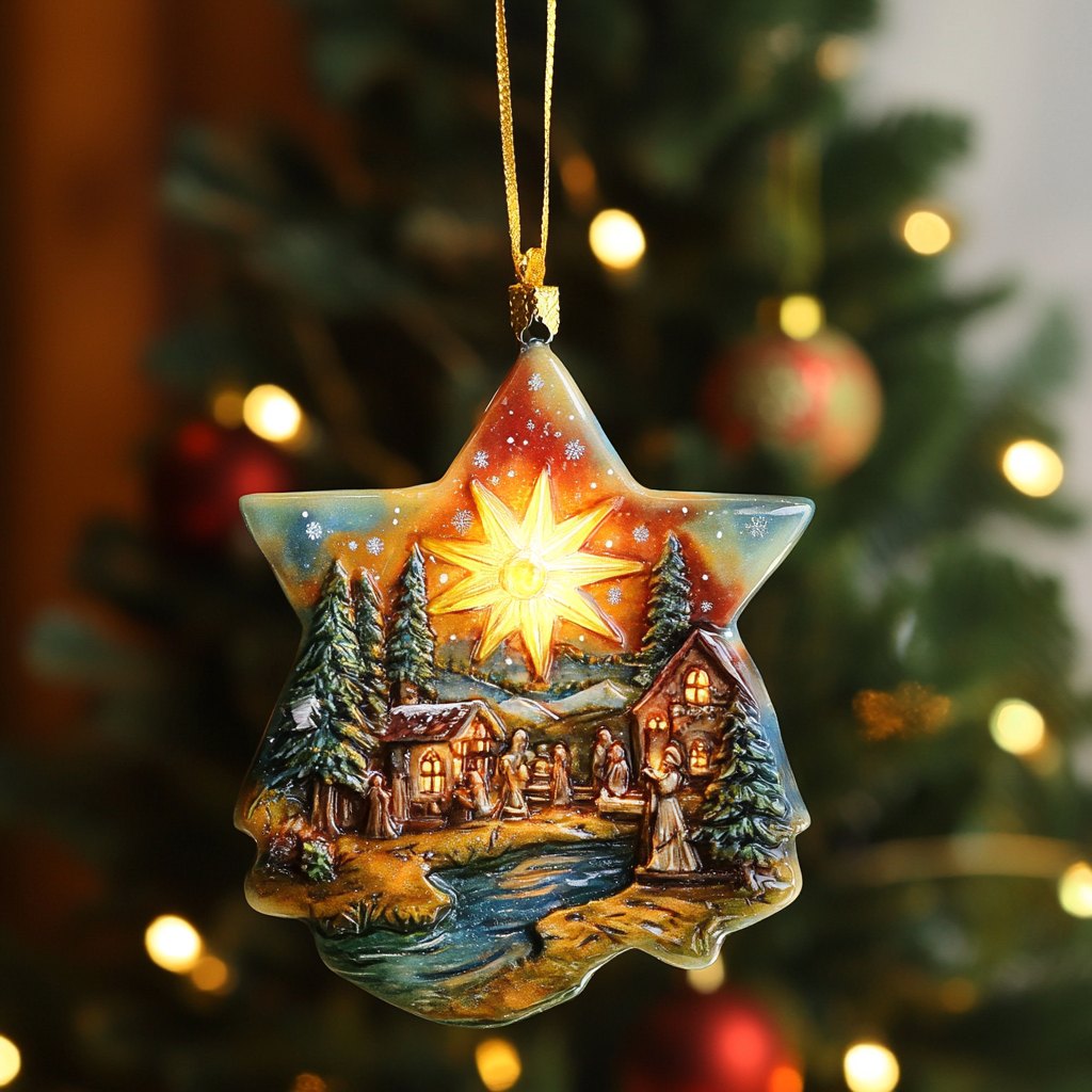Cozy Cabin Cardinals Christmas Ornament