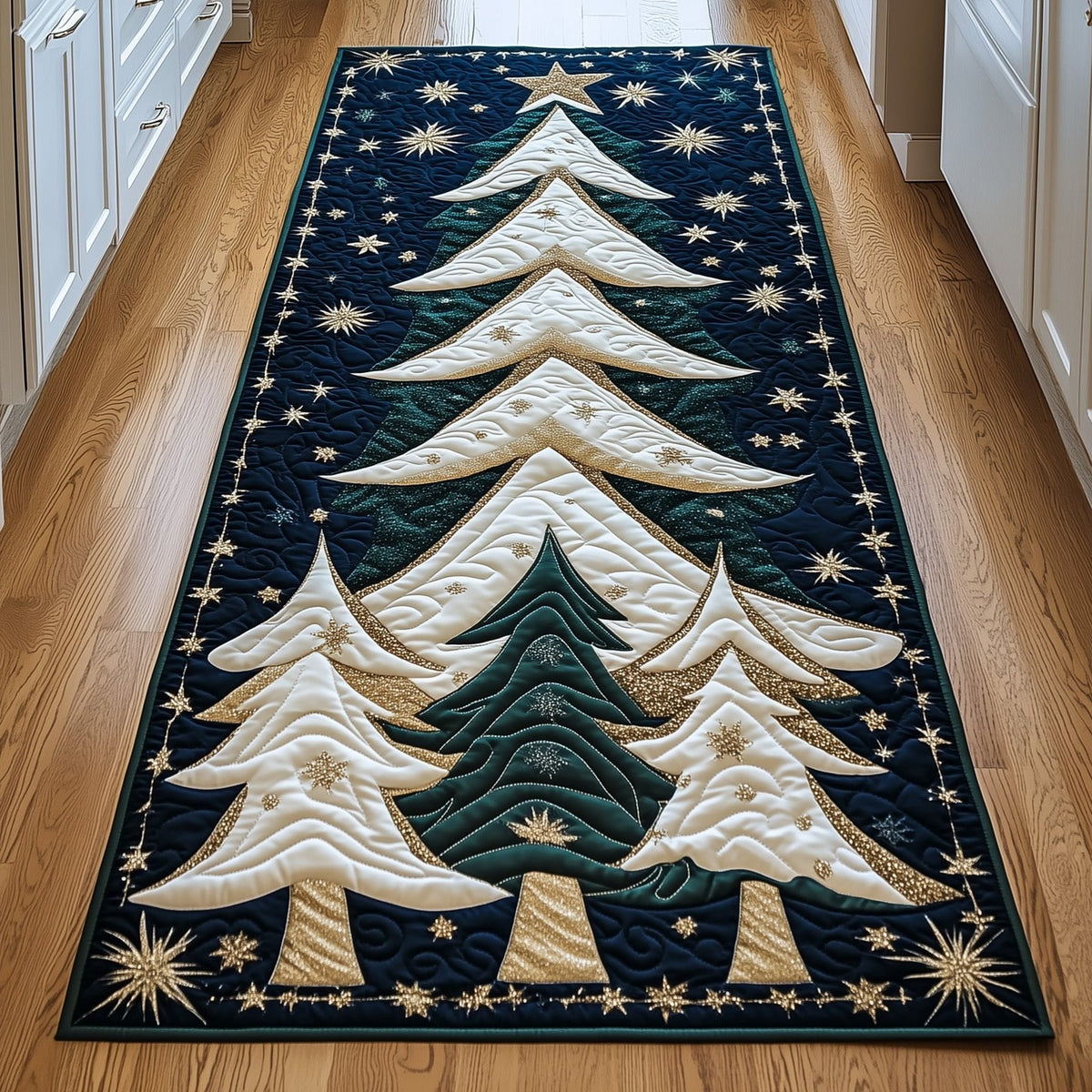 Starry Christmas Tree Runner Rug - Nature Design | Serene Runner Rug