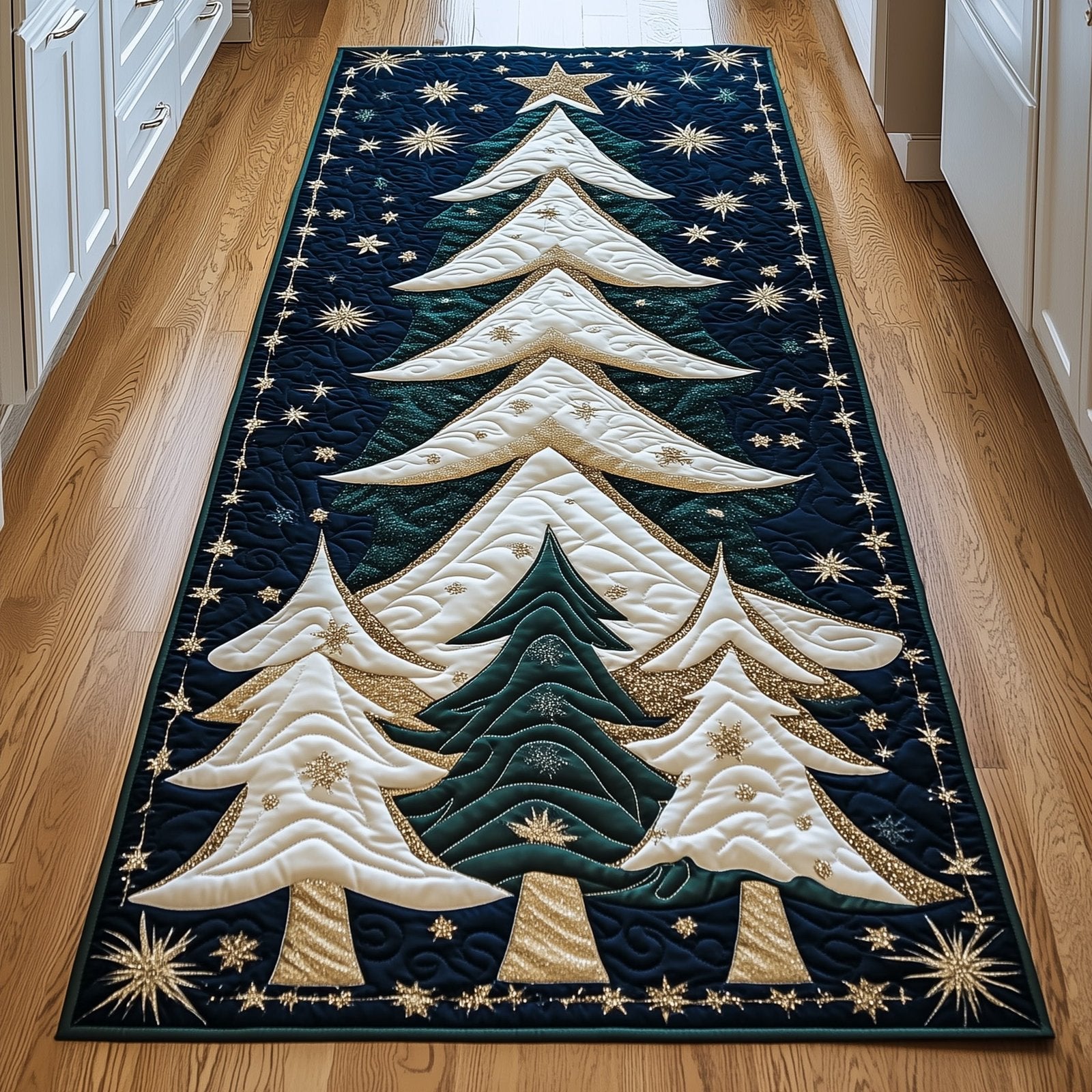 Starry Christmas Tree Runner Rug - Nature Design | Serene Runner Rug