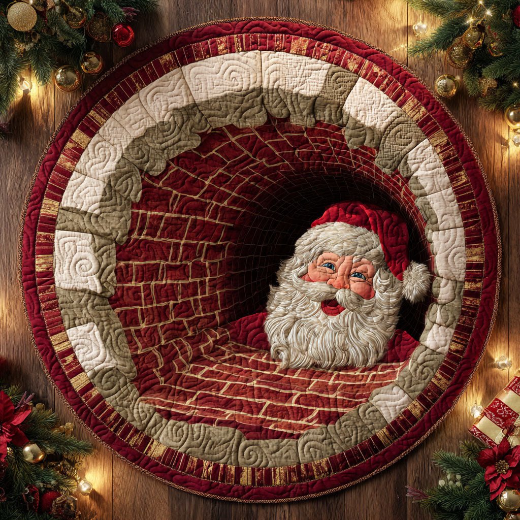 Starry Claus Round Mat Rug - washable non-slip printed rug