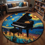 Starry Grand Piano Round Mat Rug - washable non-slip printed rug
