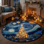 Starry Night Tree Round Mat Rug - washable non-slip printed rug