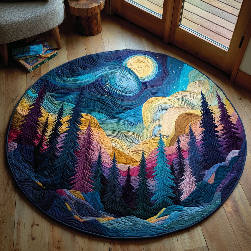 Starry Pines Round Mat Rug - Nature Design | Serene Home Decor