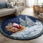 Starry Santa Claus Christmas Round Mat Rug - washable non-slip printed rug