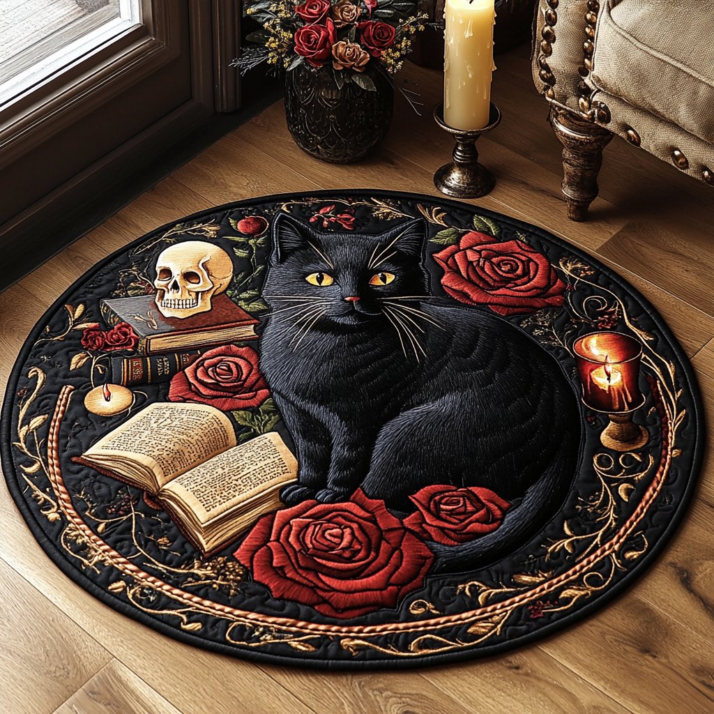 Starry Whiskers Round Mat Rug - washable non-slip printed rug