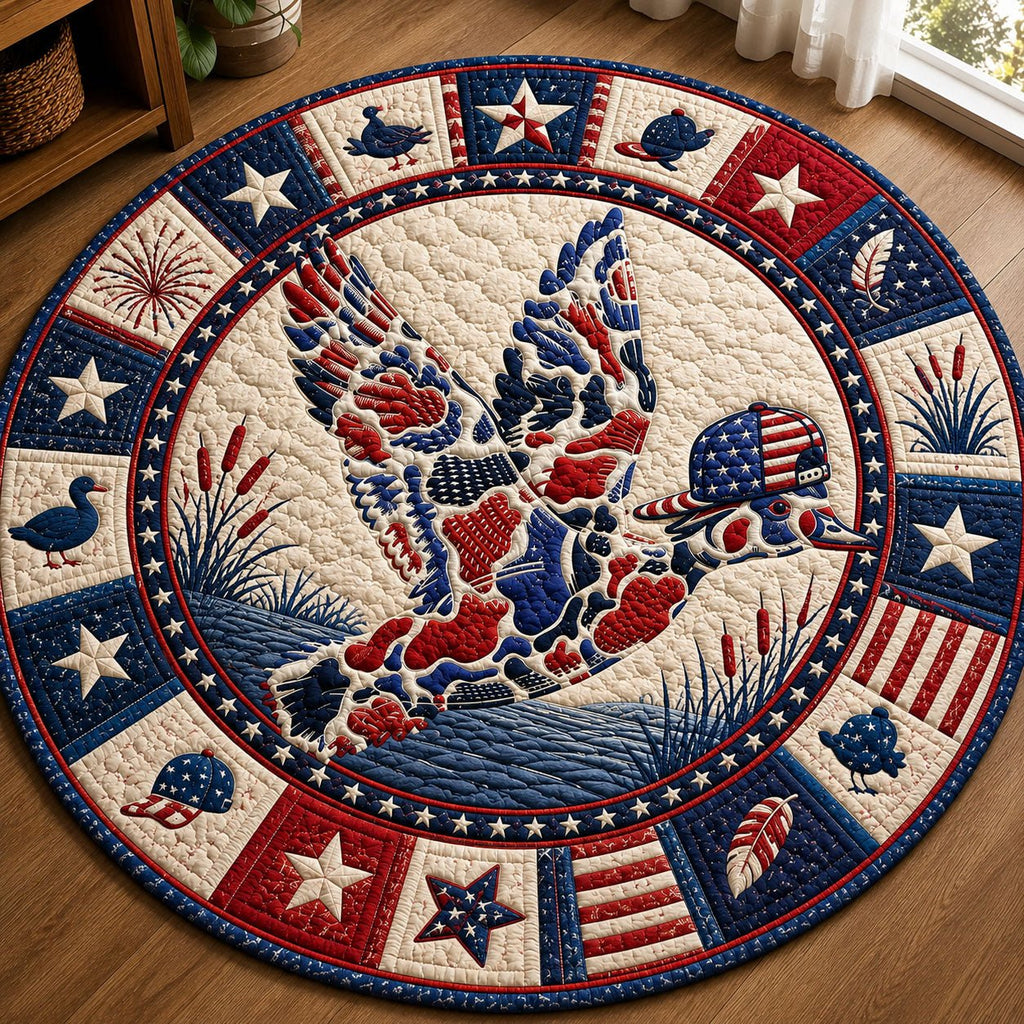 Stars And Stripes Flying Duck Round Mat Rug - Nature Design | Serene Home Decor