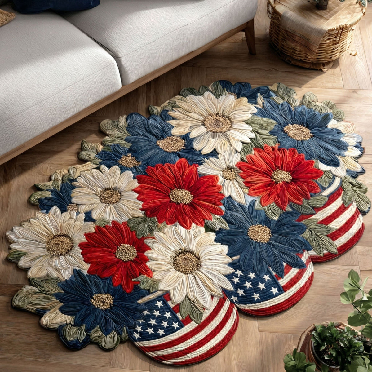 Stars and Glory Custom Shape Area Rug - Nature Design | Die-Cut Non-Slip Rug - washable non-slip printed rug