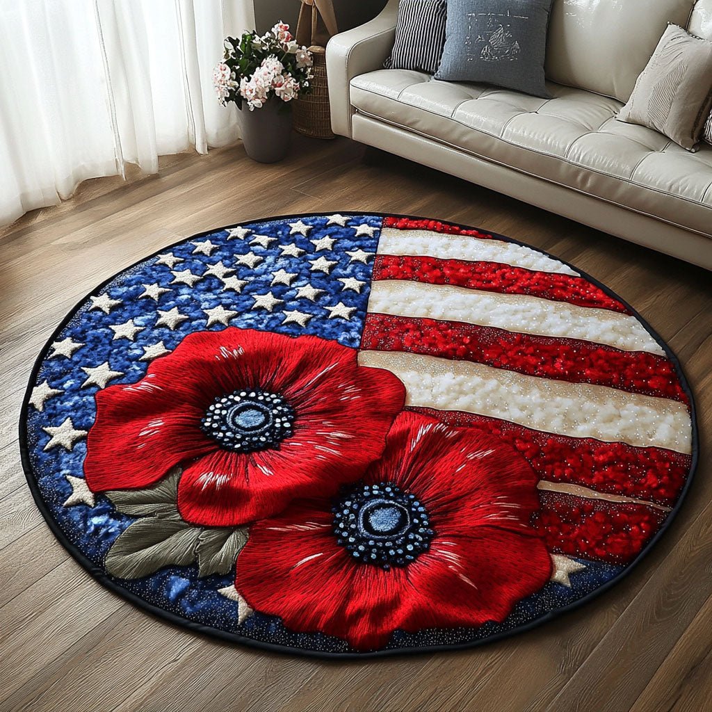 Stars and Petals Round Mat Rug - washable non-slip printed rug