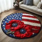 Stars and Petals Round Mat Rug - washable non-slip printed rug