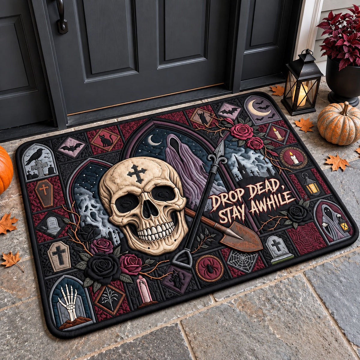 Stay Awhile Doormat - Nature Design | Printed Welcome Doormat - washable non-slip printed rug