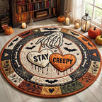 Stay Creepy Round Mat Rug - washable non-slip printed rug