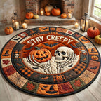 Stay Creepy (Design 5) Round Mat Rug - washable non-slip printed rug