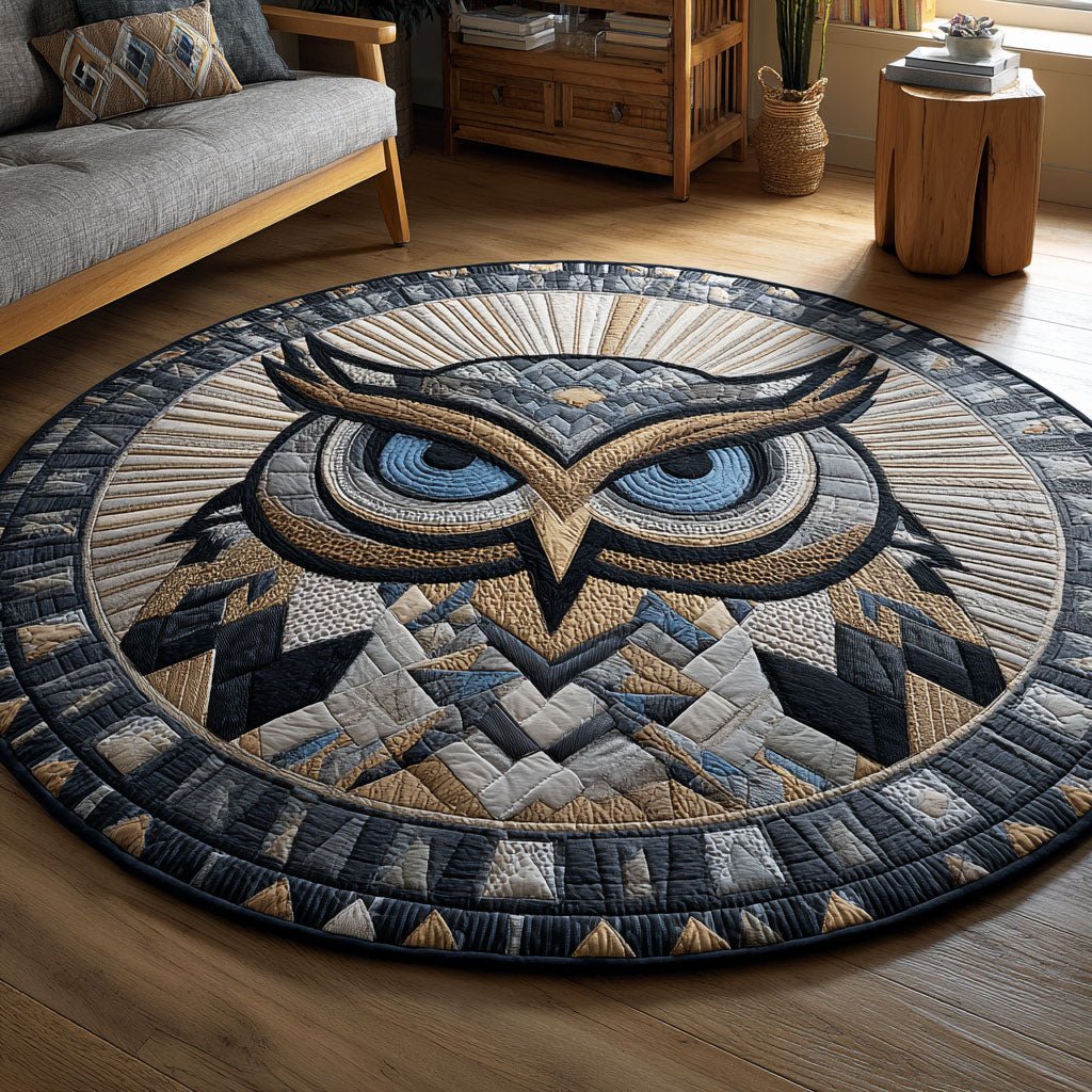 Steel Gaze Round Mat Rug - washable non-slip printed rug