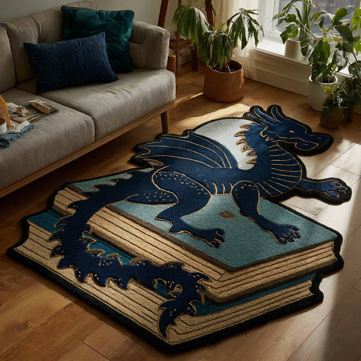 Steel Wyvern Custom Shape Area Rug - Nature Design | Die-Cut Non-Slip Rug - washable non-slip printed rug