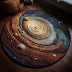 Stellar Drift Round Mat Rug - washable non-slip printed rug