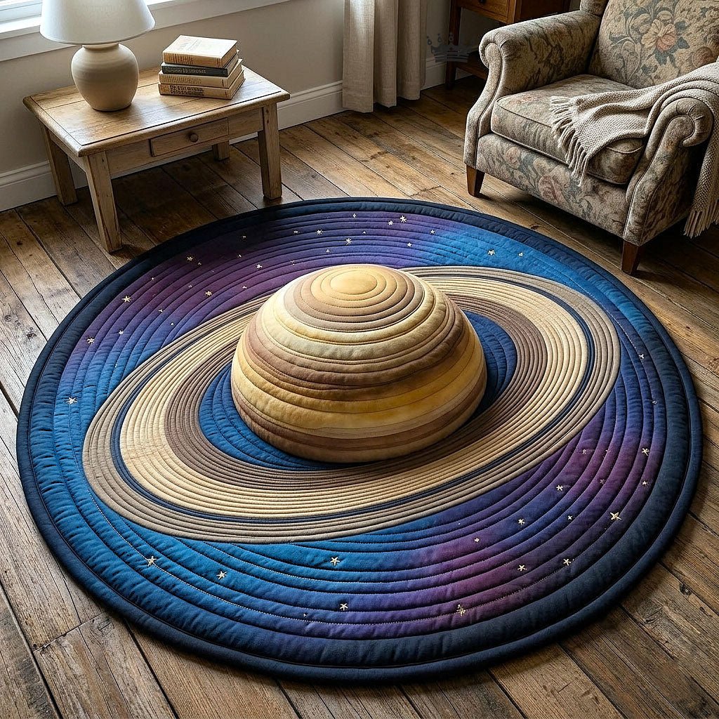 Stellar Saturn Round Mat Rug - washable non-slip printed rug