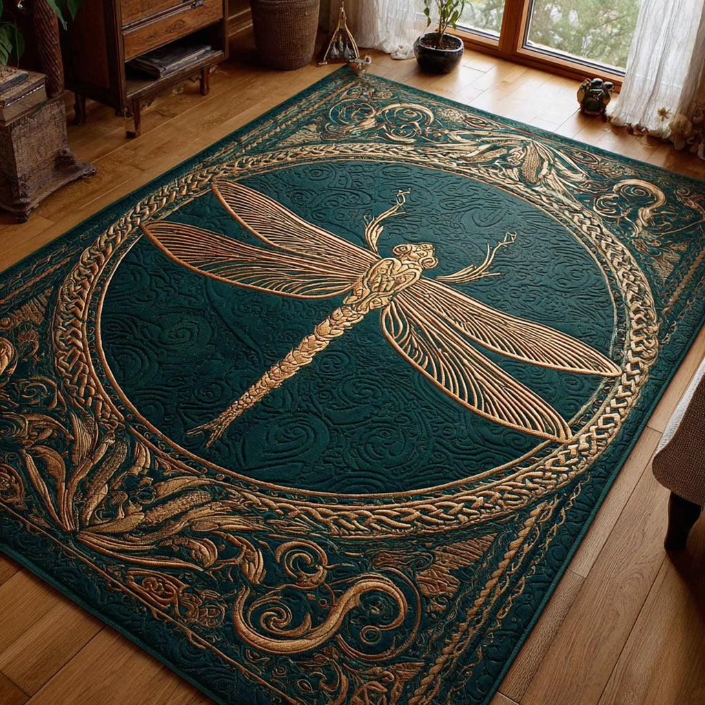 Still Wings area rug in a living room