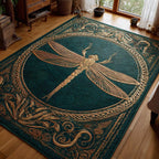 Still Wings area rug in a living room