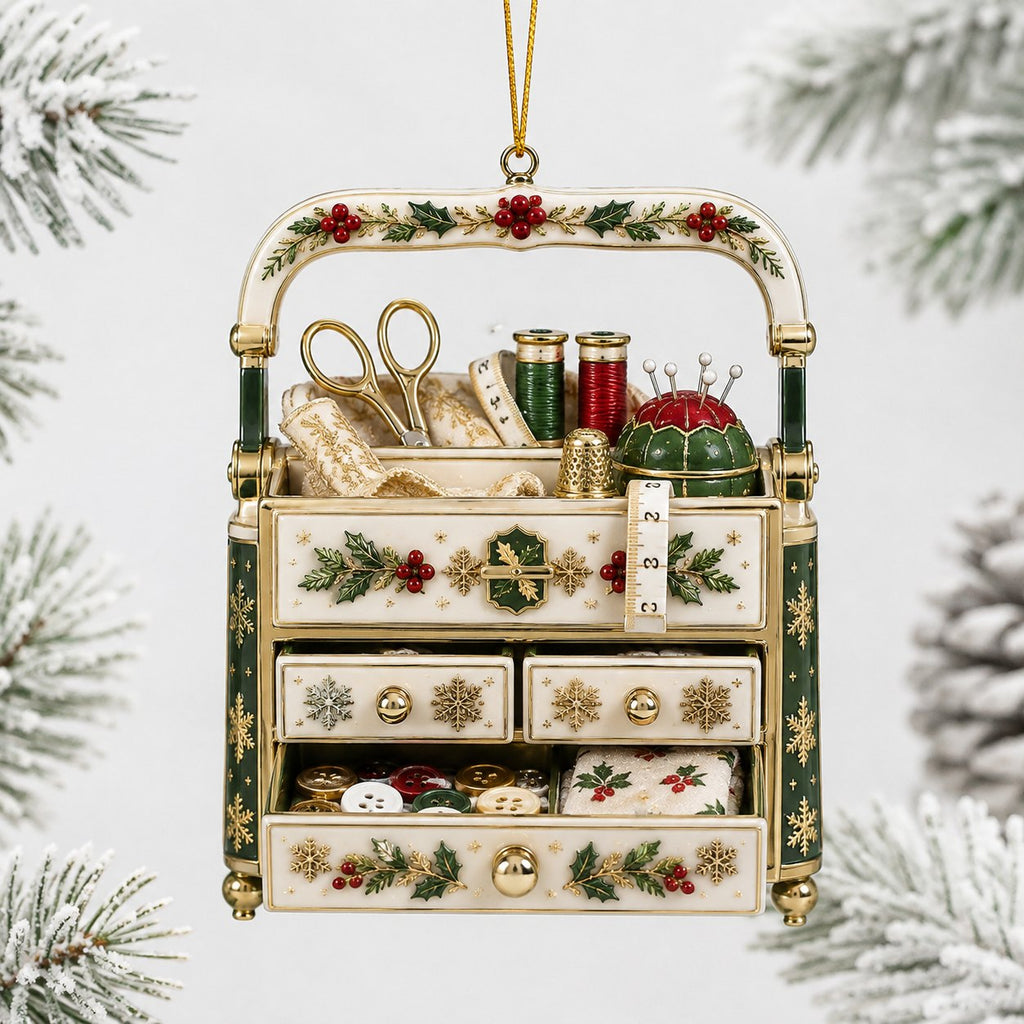 Stitched Box Christmas Ornament