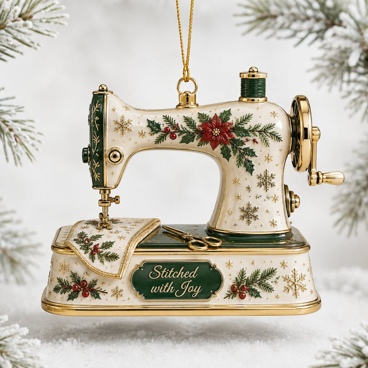 Stitched with Joy Christmas Ornament