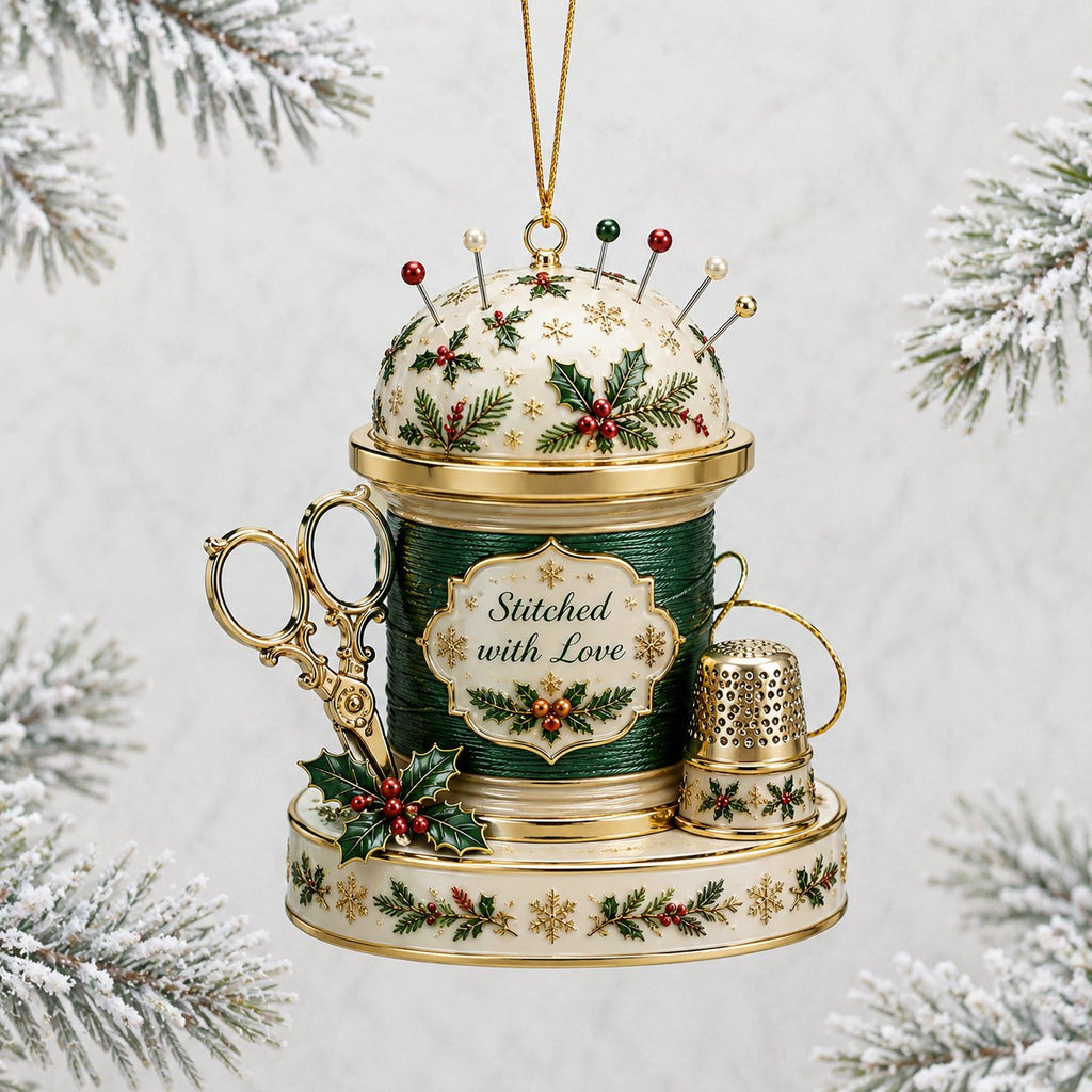 Stitched with Love Christmas Ornament
