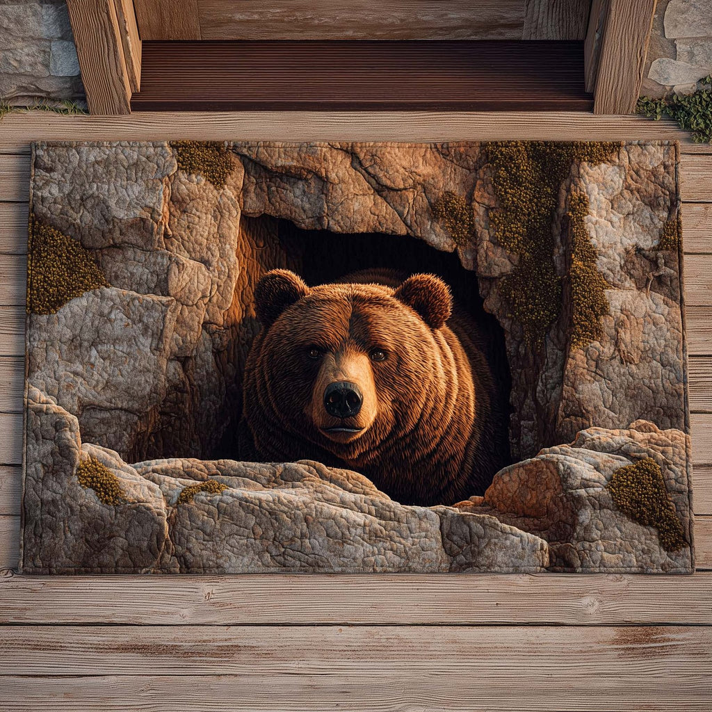 Stone Crevice Bear Doormat - Cute Animal Design | Printed Welcome Doormat