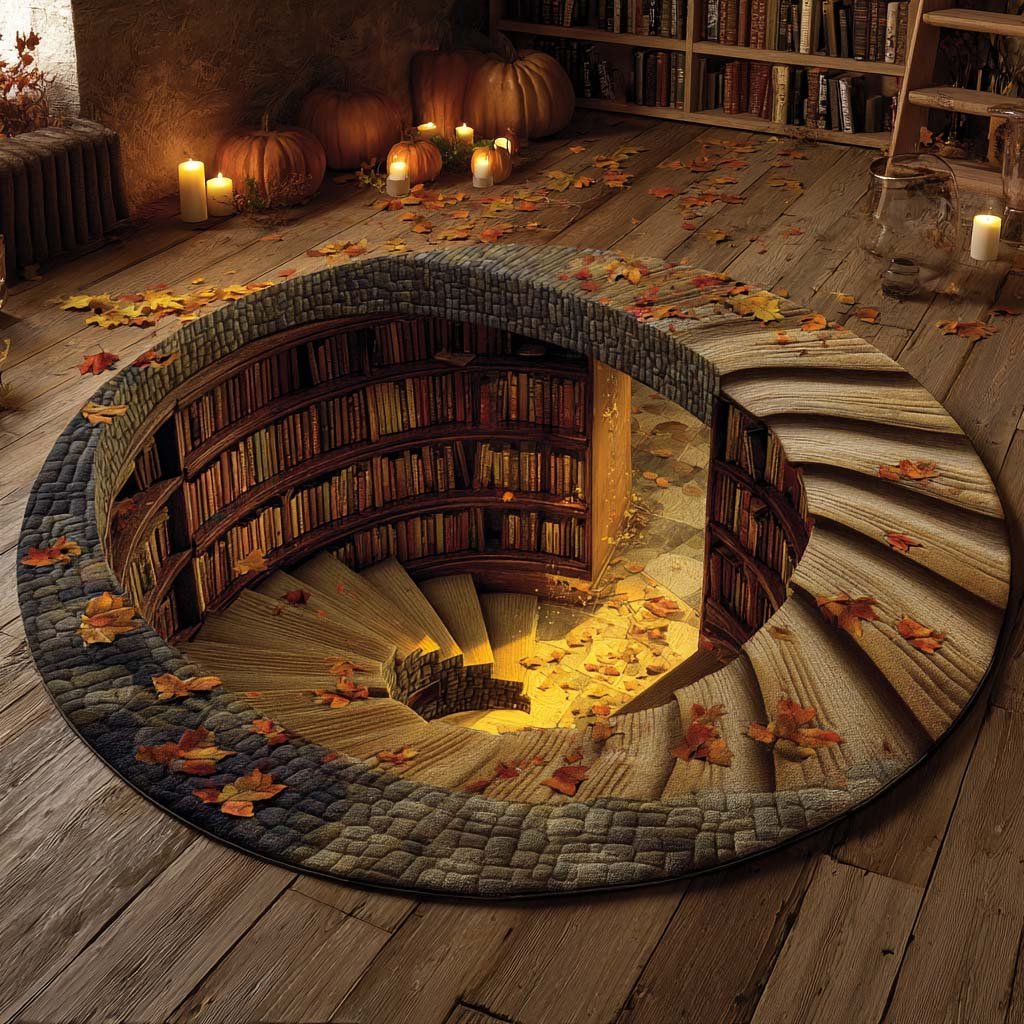 Stone Fall Round Mat Rug - washable non-slip printed rug
