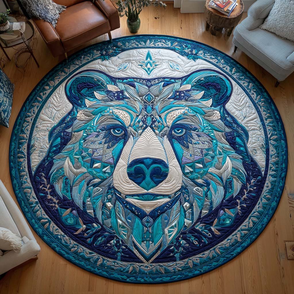 Stone Fang Round Mat Rug - washable non-slip printed rug