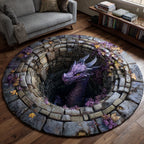 Stone Guardian Round Mat Rug - washable non-slip printed rug