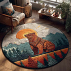 Stone Hunter Round Mat Rug - washable non-slip printed rug