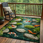Stone Path Koi area rug in a living room