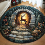 Stone Rise Round Mat Rug - washable non-slip printed rug