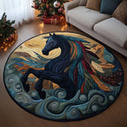 Storm Rider Round Mat Rug - washable non-slip printed rug