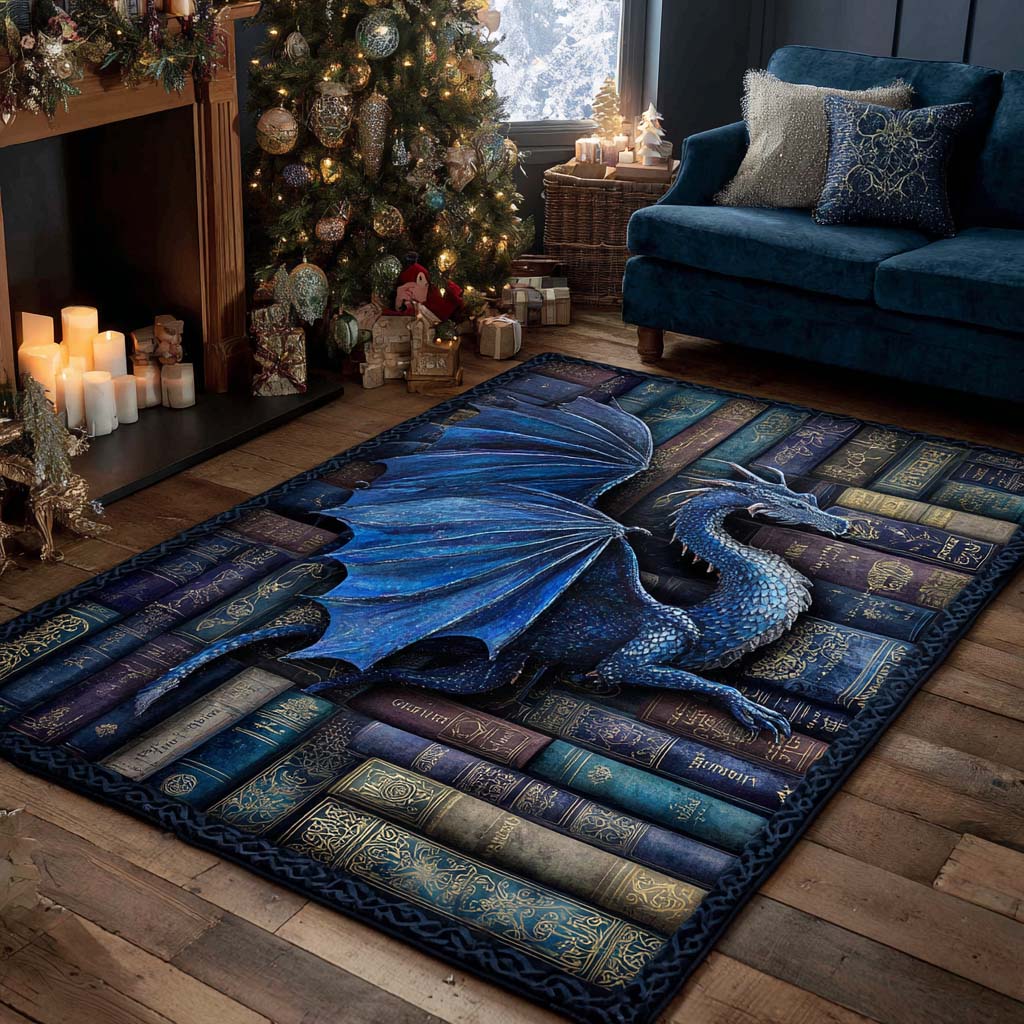 Stormscale Twilight Drake area rug in a living room