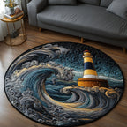 Stormy Seas Round Mat Rug - washable non-slip printed rug