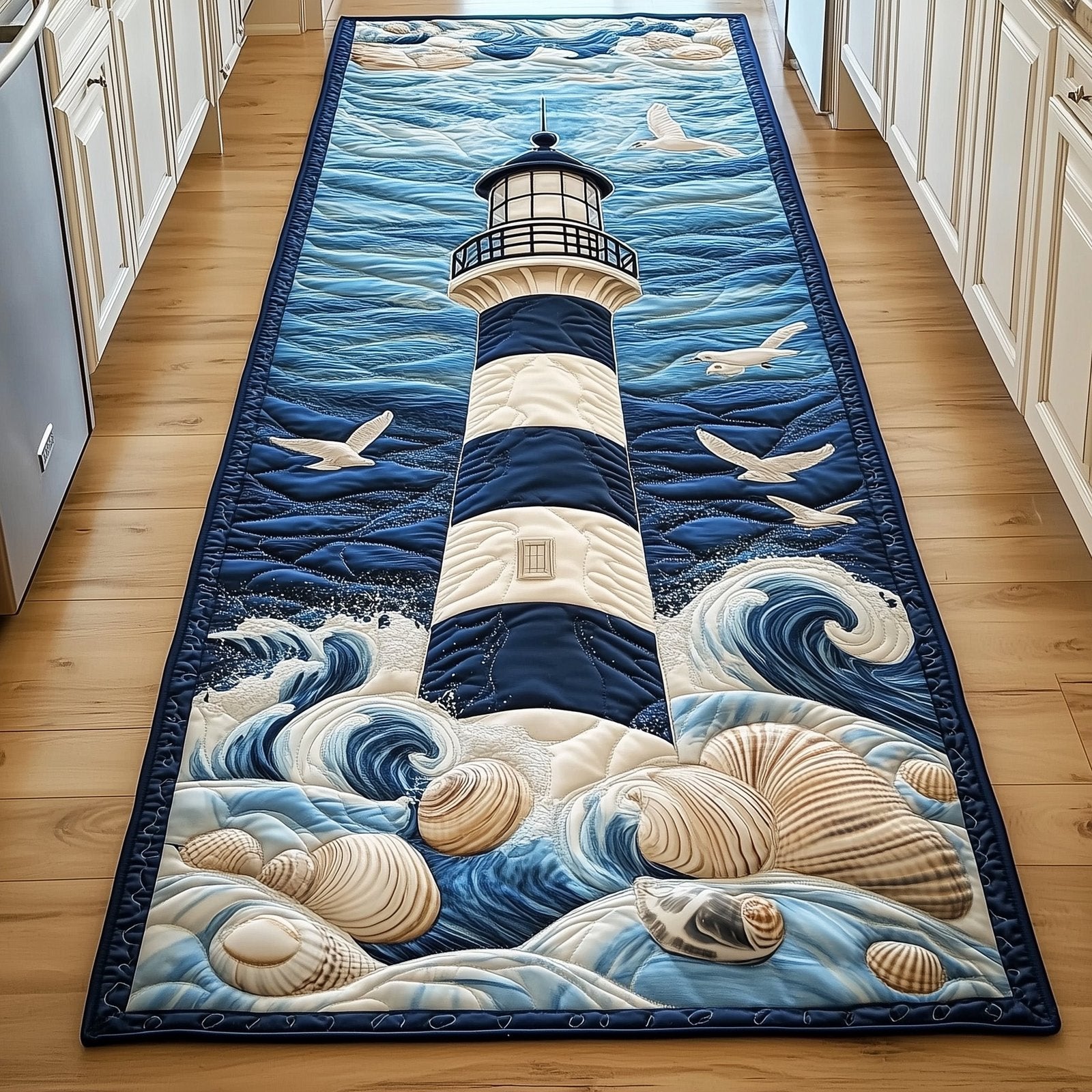Stormy Waves Lighthouse Runner Rug - Nature Design | Serene Runner Rug