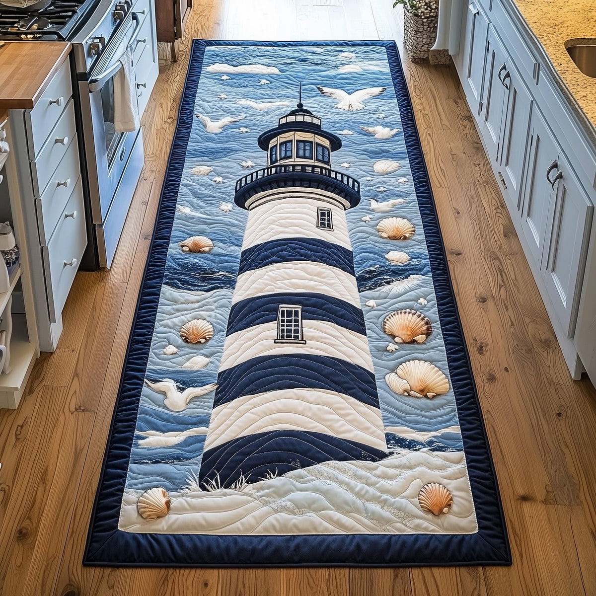Stormy Waves Lighthouse Runner Rug - Nature Design | Serene Runner Rug