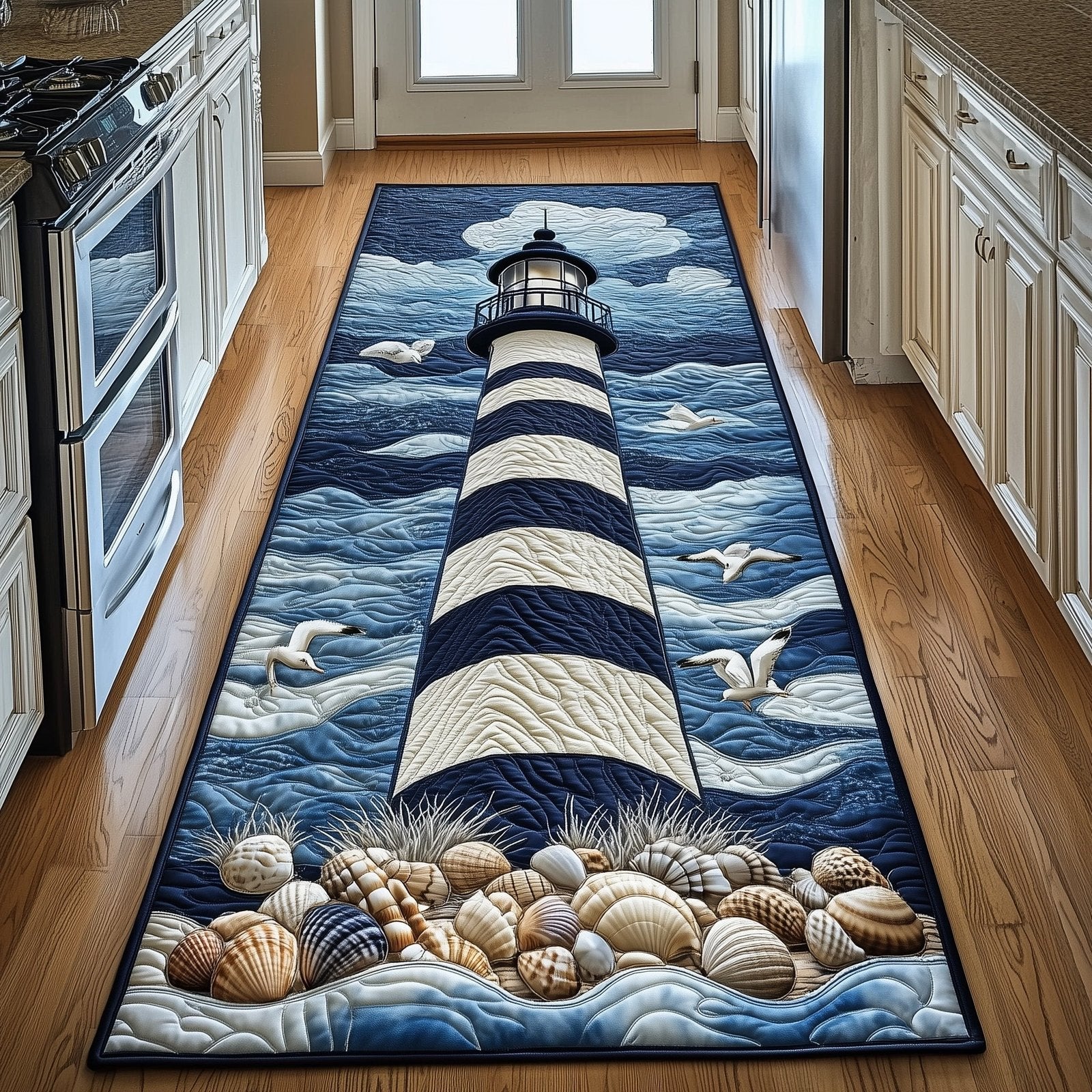Stormy Waves Lighthouse Runner Rug - Nature Design | Serene Runner Rug