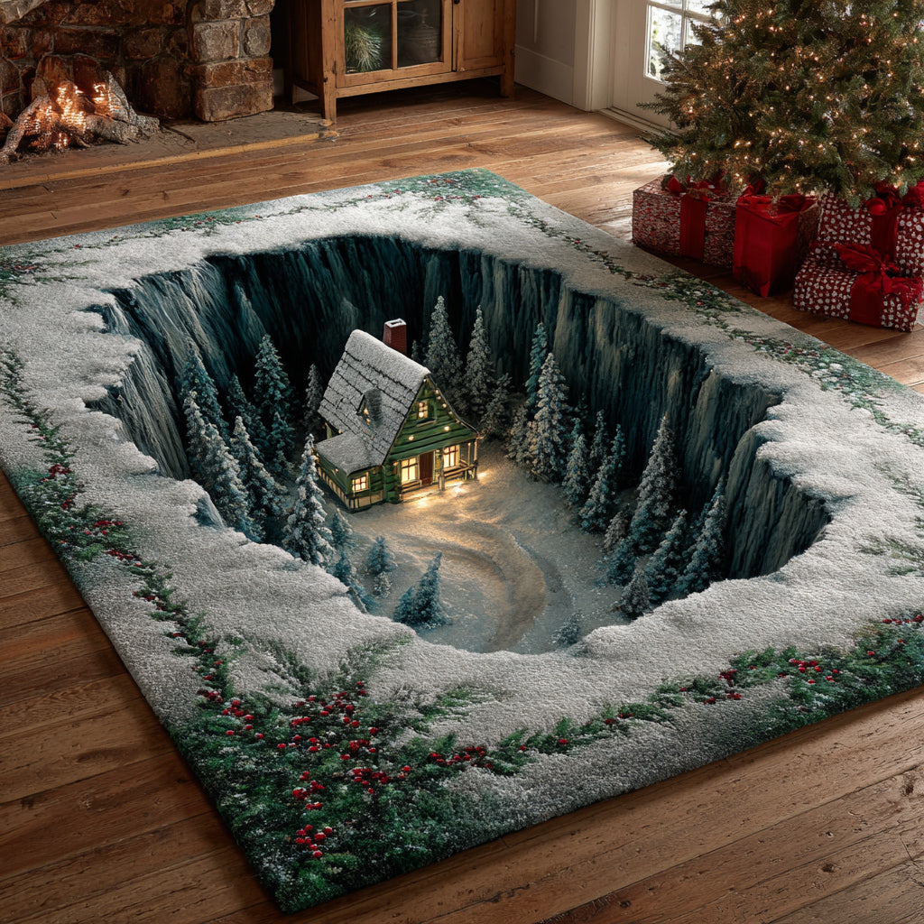 Stream Christmas Village area rug in a living room