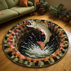 Strike the Depths Round Mat Rug - washable non-slip printed rug