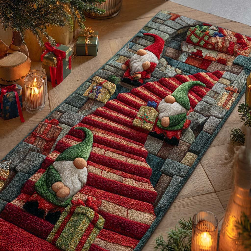 Striped Holiday Lane Runner Carpet Runner Rug - Cute Pet Design | Animal Printed Runner Rug