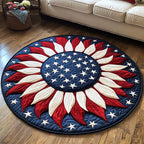 Striped Star Flower Round Mat Rug - washable non-slip printed rug
