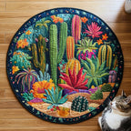Succulent Garden Delight Round Mat Rug - washable non-slip printed rug