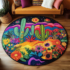 Succulent Joy Mat Round Mat Rug - washable non-slip printed rug