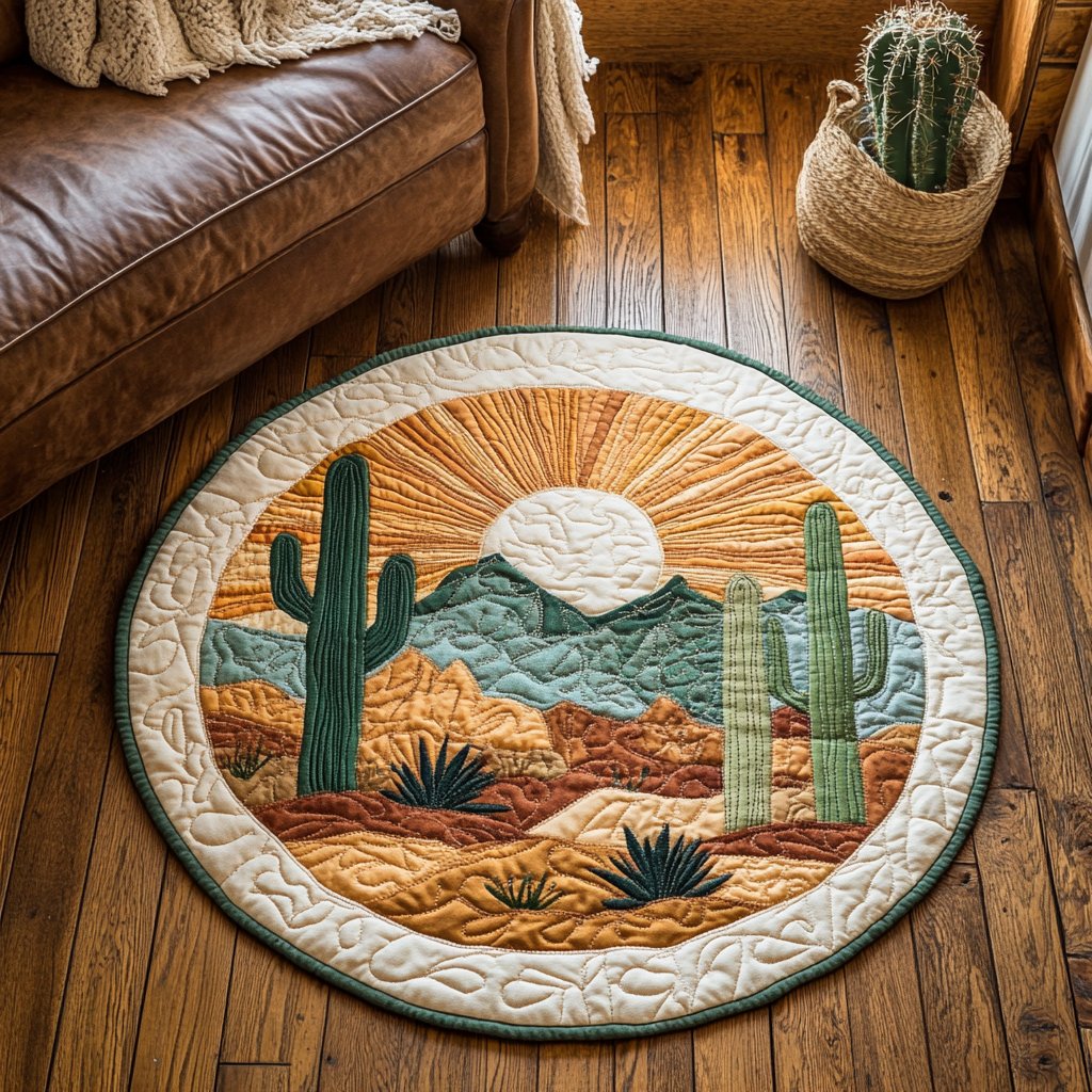 Succulent Serenity Round Mat Rug - Nature Design | Serene Home Decor