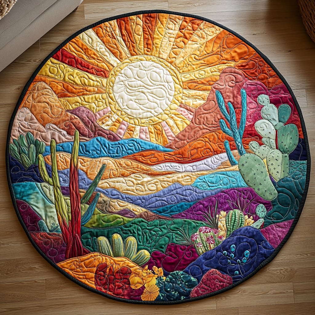 Succulent Serenity Round Mat Rug - Nature Design | Serene Home Decor