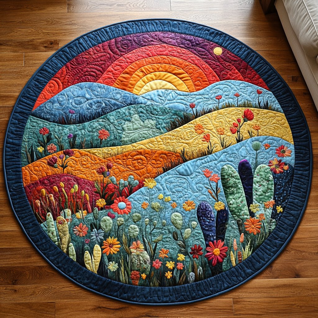 Succulent Serenity Round Mat Rug - Nature Design | Serene Home Decor