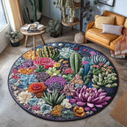 Succulent Serenity Round Mat Rug - Nature Design | Serene Home Decor