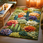 Succulent Spirit area rug in a living room