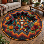 Sugar Skull Pit Round Mat Rug - Nature Design | Serene Home Decor - washable non-slip printed rug